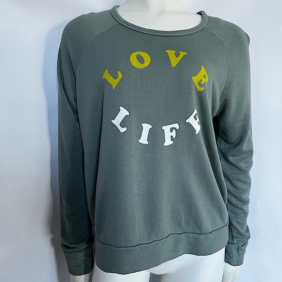 NEW Sundry Live Life Sweatshirt Anthropologie green top Large / L NWT - Picture 1 of 2